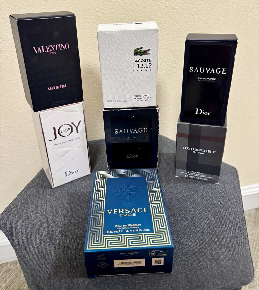 Designer Perfume Empty Bottles Lot: 7 Pieces